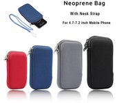 Funda de neopreno con correa para teléfono móvil, funda a prueba de golpes para iPhone 16 Plus, 15, 14, 13, 12, 11 Pro Max, Xiaomi Redmi Note 9, 7, Samsung Galaxy, Oppo Moto S(4.7-5.4 inch) negro