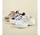 Zapatos casuales de papá para mujer, zapatillas de plataforma gruesa, zapatos cómodos con cordones para caminar, zapatillas de tenis antideslizantes, zapatos deportivos transpirables para correr para mujer 35 caqui