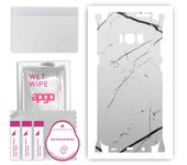 apgo Protective Skin Sticker for the back+sides compatible with Samsung Galaxy S8 Plus, Full Wrap Film, Foil, Vinyl - Pattern White Marble