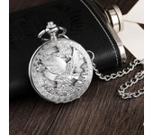Reloj mecánico automático clásico retro con relieve hueco para hombre, reloj de bolsillo mecánico con almeja y águila.