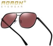 AORON Classic Design Hombres Mujeres Gafas de sol polarizadas al aire libre Anti deslumbramiento Gran marco UV400 Gafas de conducción Pesca negro