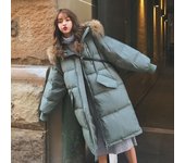 Nuevo Chaqueta cálida de invierno para mujer, abrigo grueso holgado de largo medio, S negro