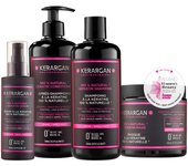 Kerargan - Kit de champú, acondicionador, mascarilla y suero de queratina - Para cabello seco y dañado - Sin sulfatos, parabenos ni siliconas - 1600 ml 1600 color rosa