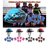 7 unids/set equipo de protección de patinaje para niños casco de seguridad para niños rodilla gris