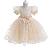 Vestidos infantiles para niñas de princesa con lazo de verano, vestido de baile de encaje para boda, dama de honor, fiesta de graduación, vestido de niña, disfraz de cumpleaños para niños 110CM champagne