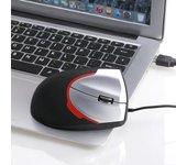 Ratón vertical con cable, ergonómico, óptico, 3 teclas, para juegos, oficina, PC/portátil, negro negro