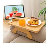 Bandeja para reposabrazos de sofá, bandeja plegable para reposabrazos, mesa de sofá antideslizante con soporte para teléfono giratorio de 360 grados