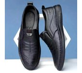 Zapatos de cuero de negocios transpirables para hombre, mocasines sin cordones de verano, zapatos de cuero informales para hombre, zapatos planos negros para conducir, mocasines 35