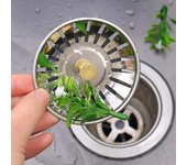 Colador de desagüe para fregadero de cocina, tapón de desagüe de lavabo, filtro de desagüe de acero inoxidable, antiobstrucción, accesorios de cocina