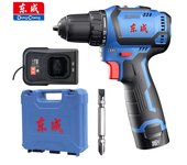 Taladro destornillador eléctrico de mano sin escobillas Dongcheng DCJZ1603 Taladro destornillador eléctrico de batería de litio recargable de cañón de acero pequeño para el hogar 1*A battery