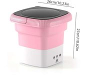Lavadora de ropa plegable, lavadora de barril de calcetines, centrífuga, Mini lavadora de ropa interior para deshidratación EU Plug Type color rosa