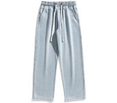 Vaqueros lavados con agua para hombre, pantalones blancos desgastados de verano estilo retro americano para hombre, pantalones rectos para hombre S