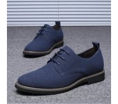 Zapatos de gamuza para hombre, zapatos Oxford azules con cordones, zapatillas planas de moda para hombre, zapatos casuales cómodos y transpirables para otoño 38 azul