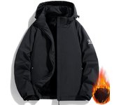 Chaqueta cortavientos de otoño e invierno para hombre, chaqueta de herramientas con sombrero extraíble, chaqueta gruesa de forro polar, cálida y fría M