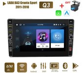 8 pulgadas para LADA BA3 Granta Sport 2011-2018 con botón perilla Android Car Radio reproductor multimedia navegador estéreo GPS 2 din Carplay 2+32GB 1+32GB