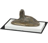 Lebrel afgano, Tazi - figura de perro, figura sobre base blanca, trofeo para la exposición canina Art-Dog marrón