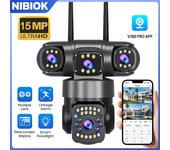 Cámara de seguridad NIBIOK V380 PRO con tres lentes, WIFI, HD, 15 MP, impermeable, para exteriores, con seguimiento móvil, intercomunicador bidireccional, PTZ 3 Lens camera