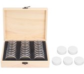Caja de protección de monedas conmemorativas de 30 cuadrículas, caja de colección de monedas retro para dormitorio, oficina y hogar