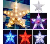Estrella para árbol de Navidad con luz LED IP65, adorno navideño de estrella de cinco puntas brillante, resistente al agua, ahorrador de energía