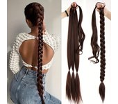Aosiwig, extensión de cabello sintético trenzado de cola de caballo de 32 pulgadas, postizo de cola de caballo para mujer, trenzas de boxeo DIY con banda de goma elástica para mujer