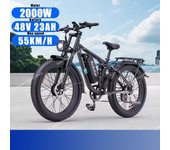 Bicicleta eléctrica de montaña con suspensión total, motor dual de 2000 W, 48 V, 23 Ah, freno hidráulico, neumáticos anchos de 20 x 4,0 pulgadas