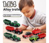 Modelo de coche de aleación de juguete para niños a escala 1/64, coche de granjero de aleación con remolque, serie Slide 1/64-Size:14*3.5*4cm rojo