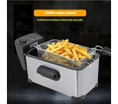 Freidora eléctrica doméstica y comercial de 3,5L Freidora eléctrica Brochetas Freidora Cocina Papas fritas 3.5L&EU negro