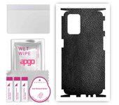 apgo Protective Skin Sticker for the back+sides compatible with Oppo A54 (2021), Full Wrap Film, Foil, Vinyl - Pattern Black Leather