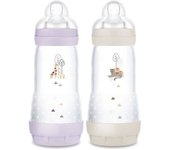 Lote de 2 Biberons - MAM - Easy Start - Anti-colique - 320 ml - Tétine débit 3 - Lilas + Sable