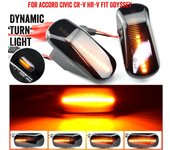 Lámpara secuencial dinámica de 2 piezas, indicador lateral LED, luz intermitente para Honda CR-V 95-16 Acura RSX DC5 2002-2006 Dynamic Smoked Black