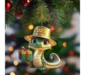 Colgante de acrílico para árbol de Navidad, adorno colgante con cordón, fácil de colgar, forma de serpiente, adorno de Año Nuevo Snake