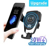 Cargador inalámbrico para coche con sensor de gravedad, salida de aire para coche, soporte de carga rápida para Samsung, iPhone, Huawei y Xiaomi. negro