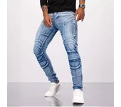 Pantalones vaqueros de motociclista de Kevlar elásticos retro para hombre: pantalones de ciclismo casuales resistentes al desgarro XS azul claro