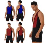Traje de baño de una pieza para hombre Traje de baño Mono atlético Unitard Traje de neopreno corto con cremallera frontal M rojo