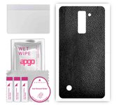 apgo Protective Skin Sticker for the back compatible with LG Stylus 2 Plus, Wrap Film, Foil, Vinyl - Pattern Black Leather