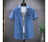 Camisa vaquera de algodón de manga corta estilo Hong Kong para hombre, primavera/verano XL