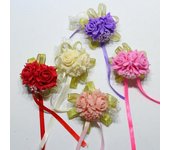 Pulsera de cinta para fiesta de boda, ramillete de muñeca para dama de honor, flores rosas de espuma rosa claro