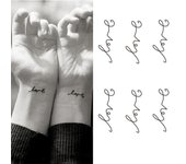 Amor tatuajes temporales pegatina amor letras patrón impermeable tatuaje arte corporal