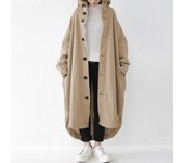 Gabardina con capucha y chaqueta de longitud media para mujer de otoño e invierno S gris