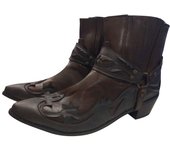 Botas de motocicleta para hombre Botas cortas de vaquero con punta cuadrada retro Botas de engranaje de caballo 38 marrón