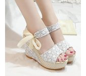 Zapatos de tacón con cuña para mujer, sandalias de verano con plataforma para fiesta, zapatos de tacón alto 35