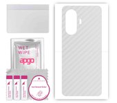 apgo Protective Skin Sticker for the back compatible with Wiko Hi Enjoy 60 5G, Wrap Film, Foil, Vinyl - Pattern Transparent Carbon