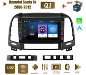 Reproductor Multimedia de Radio para coche de 8 pulgadas para Hyundai Santa Fe 2006-2012 con botón perilla Android 2 Din estéreo unidad principal GPS 1 + 32GB 1+32GB