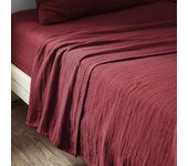 Drap plat 270x300 cm Gaze de coton Lie de vin 270 x 300 cm rojo