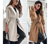 Abrigos con capucha y cintura con cordón elegantes de invierno para mujer, chaquetas con capucha, abrigos ajustados con cordones y manga larga para mujer, prendas de vestir exteriores para mujer S negro