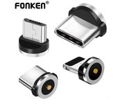 Conector magnético redondo FONKEN 3A tipo C/Micro/iPhone adecuado para Cable magnético redondo de carga rápida Micro USB plug
