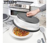 1 pieza de tapa plegable para microondas con orificio para gancho y ventilación, cubierta para placa de microondas plegable, cubierta para salpicaduras de microondas, cesta para limpieza de frutas y verduras gris