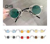 Gafas de Sol Redondas Plegables Gafas Polarizadas de Círculo Pequeño para Hombres Mujeres Retro Punk UV400 Gafas de Sol para Fiesta Rave amarillo
