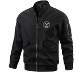 Chaqueta de hombre para primavera y otoño, talla grande, traje de motociclista, chaqueta holgada informal con cuello de béisbol para piloto de la Fuerza Aérea M blanco