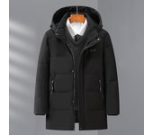 Chaquetas de plumón de tamaño mediano y largo para exteriores de invierno para hombres de mediana edad y mayores, gruesas y cómodas M negro